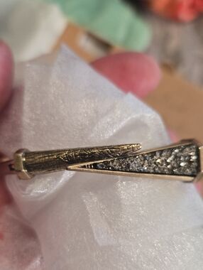 Gold-Tone Textured & Druzy Arrow Cuff Bracelet. African Plains: Amulet